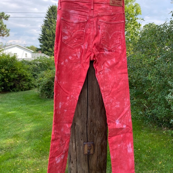 Levi Strauss Red Tye Dye Slimming Skinny Jeans Size US 27 - Picture 4 of 6